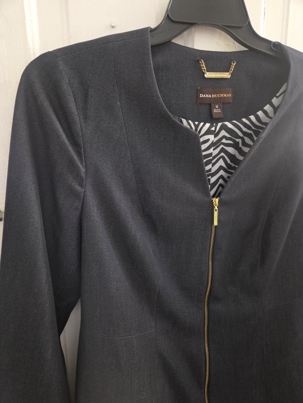 Dana Buchman Navy Zip Front Women's Jacket Size 12 - Picture 7 of 15